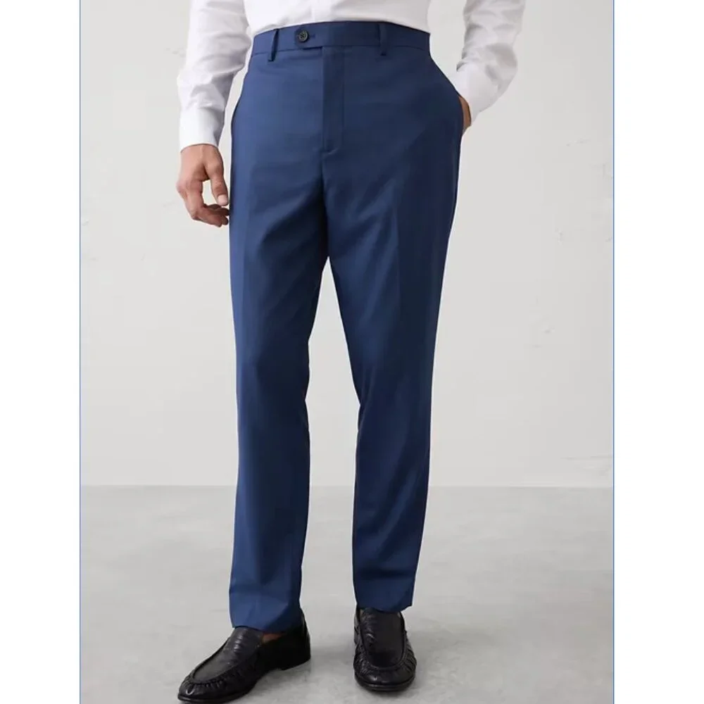 Banana Republic Tailored-Fit Mini Check Suit Trouser, Blue Jay, 30Wx30L, EUC